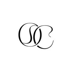 Fototapeta premium OC monogram logo design letter text name symbol monochrome logotype alphabet character simple logo