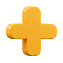 Obraz premium 3D Render of a Yellow Plus Sign on Black Background