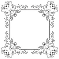 vintage baroque frame with flora engraving ornament 