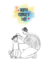 Happy Father's Day vector illustration of a kids style crayon drawing art