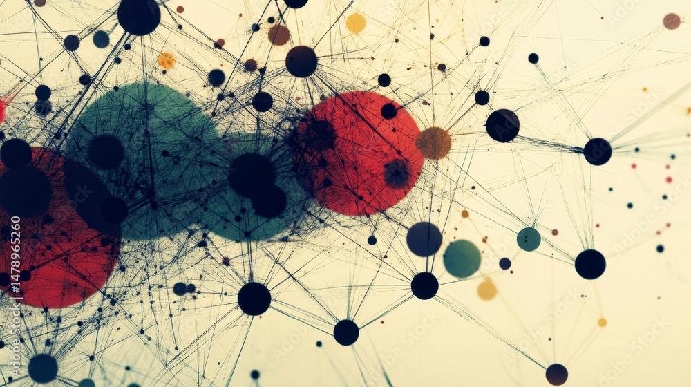 Poster Abstract network visualization with interconnected nodes and lines.