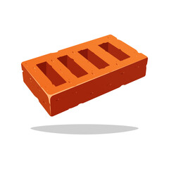 Single red brick vector isolated on white background.