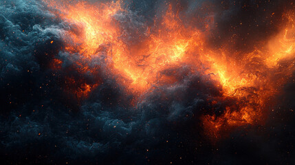 A mesmerizing canvas of swirling, black fire particles ignites against a backdrop of velvety darkness, creating an abstract display of vibrant, generative AI-fueled sparks 