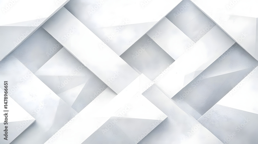 Poster abstract white background with texture pattern, layered geometric triangle shapes, white and grey gl