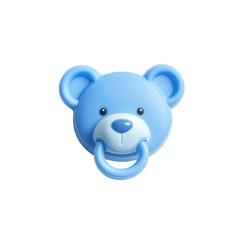 Fototapeta premium Adorable Blue Teddy Bear Baby Pacifier Clip - 3D Render