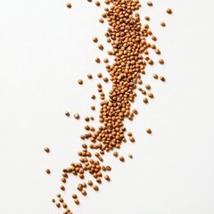 Tiny Brown Seeds Cascade on White Minimalism with Texture, and and Natural Beauty.