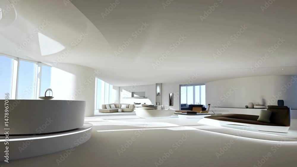 Aufkleber a bright living room showcases an open layout with modern furnishings and sleek lines. large windows