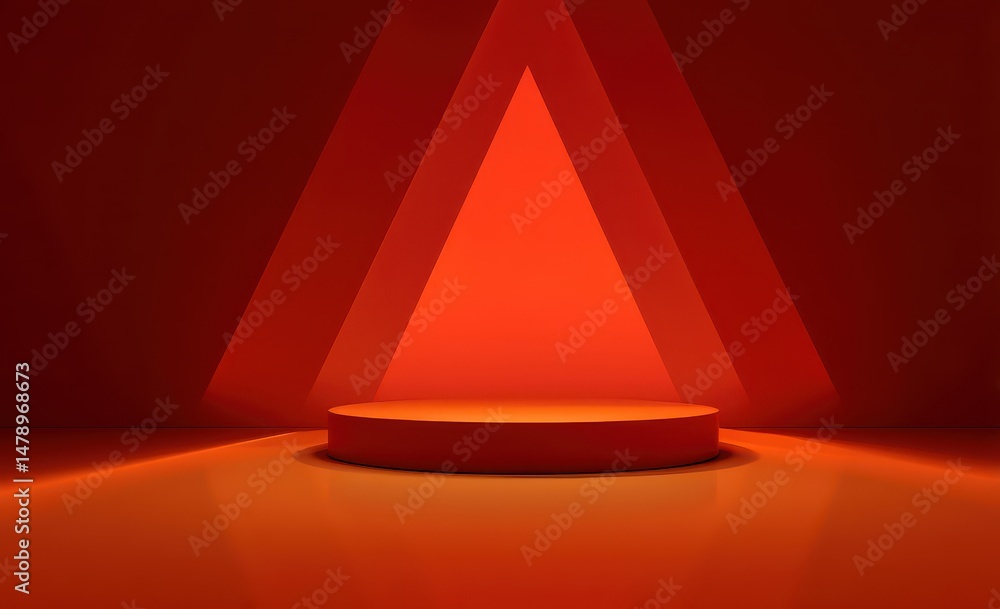 Poster red triangular geometric podium display backdrop.