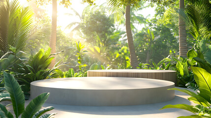 Realistic elegant podiums with 1 or 2 levels maximum, made of polished wood