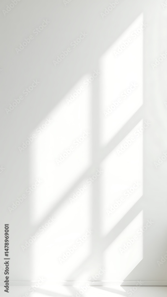 Poster minimalist white wall with shadow from a window creating a subtle light effect