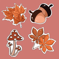 set of autumn icons element illustration art