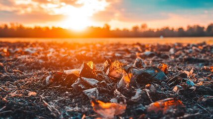 Obraz premium A mesmerizing sunset illuminating the rugged terrain with an array of colors 