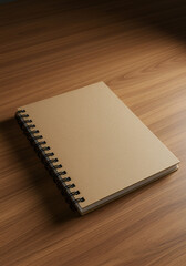 Blank Spiral-Bound Notebook on a Wooden Surface