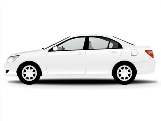 Fototapeta premium Clean White Sedan Car Illustration Side View Isolated on White Background Modern Automotive Design for Transportation Concepts