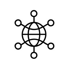 Global Network Icon Vector – Internet Connection Outline Symbol