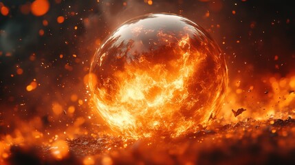 Obraz premium Fiery Orb of Inferno: A Digital Masterpiece