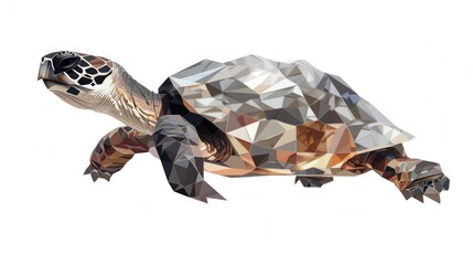 Obraz premium A geometric illustration of a sea turtle with a white background