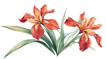 Iris flower, watercolor clipart illustration with isolated background