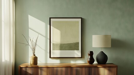 Muted tones adorning a room's simple furnishings.