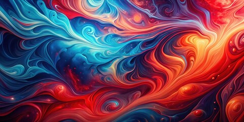 Retro-style gradient background with abstract noise patterns and vibrant liquid colours in shades of red and blue, reminiscent of a psychedelic dreamscape, surrealism, swirling