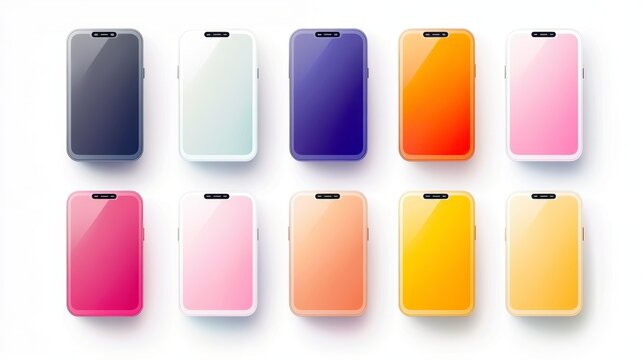 Collection of smartphones in various colors.