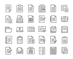 Simple line style document icons for productivity and workflow tools