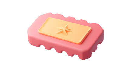 Paper ticket icon. Cinema, theatre festival card 3d rendering isolated on white background