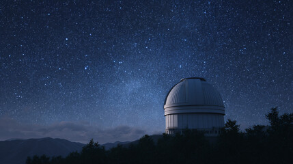 Obraz premium Starry Night Observatory Landscape