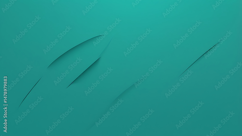Aufkleber minimalist teal green canvas with sliced surface design and subtle shadow effect