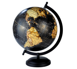 Table Globe isolated on white background, showing South America and United state.	