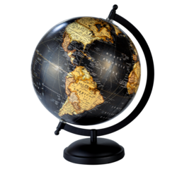 Table Globe isolated on white background, showing South America and United state.	