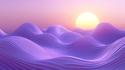 Surreal Purple Landscape with Sunset in Abstract Desert