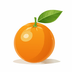Stylized Orange Fruit with Leaf and Slice Illustration