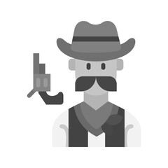 Cowboy with Gun icon vector image. Suitable for mobile apps, web apps and print media.