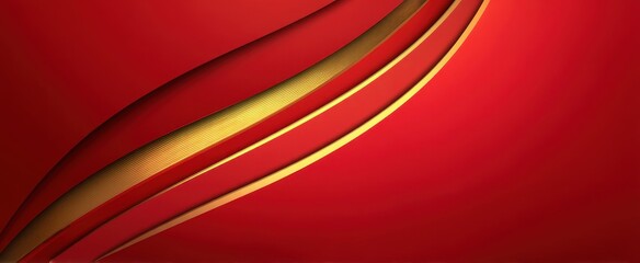 Abstract design with red and gold curves.