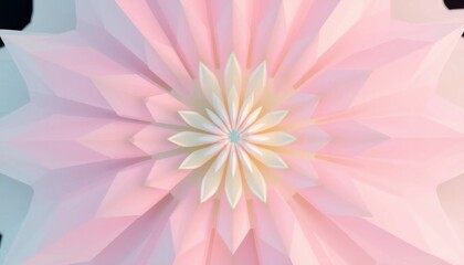 Abstract blossom illustration rendered in pastel shades with a geometric low poly style petals, captivating digital artwork