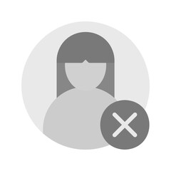 Delete Female Profile icon vector image. Suitable for mobile apps, web apps and print media.