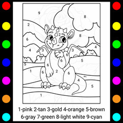 Simple Dinosaur color-by-number coloring book for kids