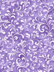 Fototapeta premium Damask Wall Watercolor Elegant purple and white floral pattern for backgrounds and designs.