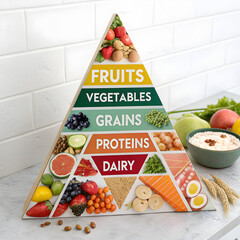 Food Pyramid Chart: Healthy Eating Guide isolated background