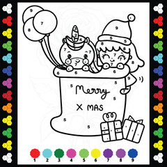 Simple unicorn color by number coloring book for kids