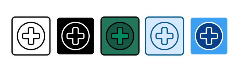 Obraz premium Medical Cross Icon Set Multiple Style Collection