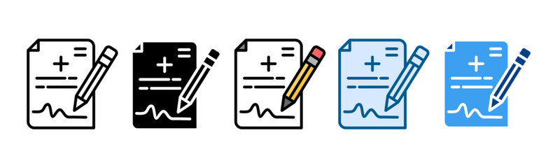Prescription Pad  Icon Set Multiple Style Collection