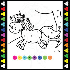 Simple unicorn color by number coloring book for kids