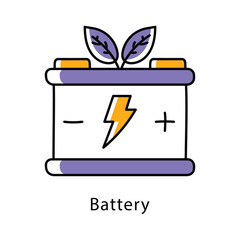 Battery Vector Filled Outline Style icon. Eps 10 File