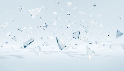 Crisp Transparency: A Cascade of Shattered Glass Fragments Creating a Clean and Minimalist Aesthetic
