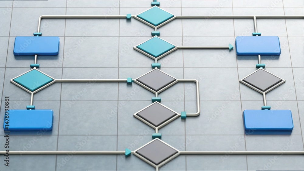 Poster Flowchart Design with Labeled Steps and Automated Process Visualization