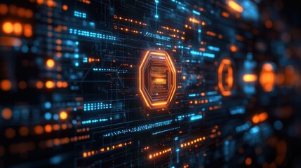 Futuristic Digital Interface: Network Data Stream