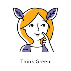 Think Green Vector Filled Outline Style icon. Eps 10 File
