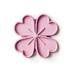 Pink Four-Heart Flower Silicone Cookie Cutter on White Background